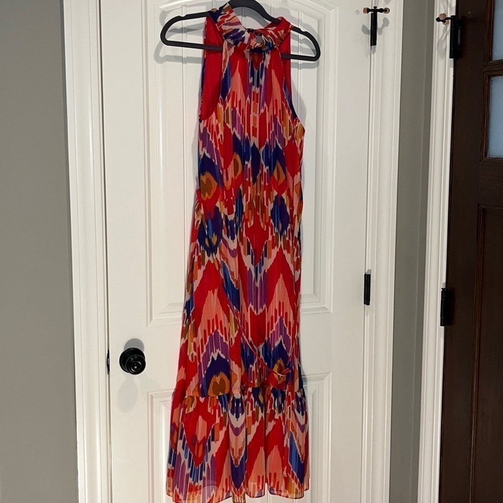 Sleeveless halter tiered maxi dress colorful boho western NWT Donna Rico 10